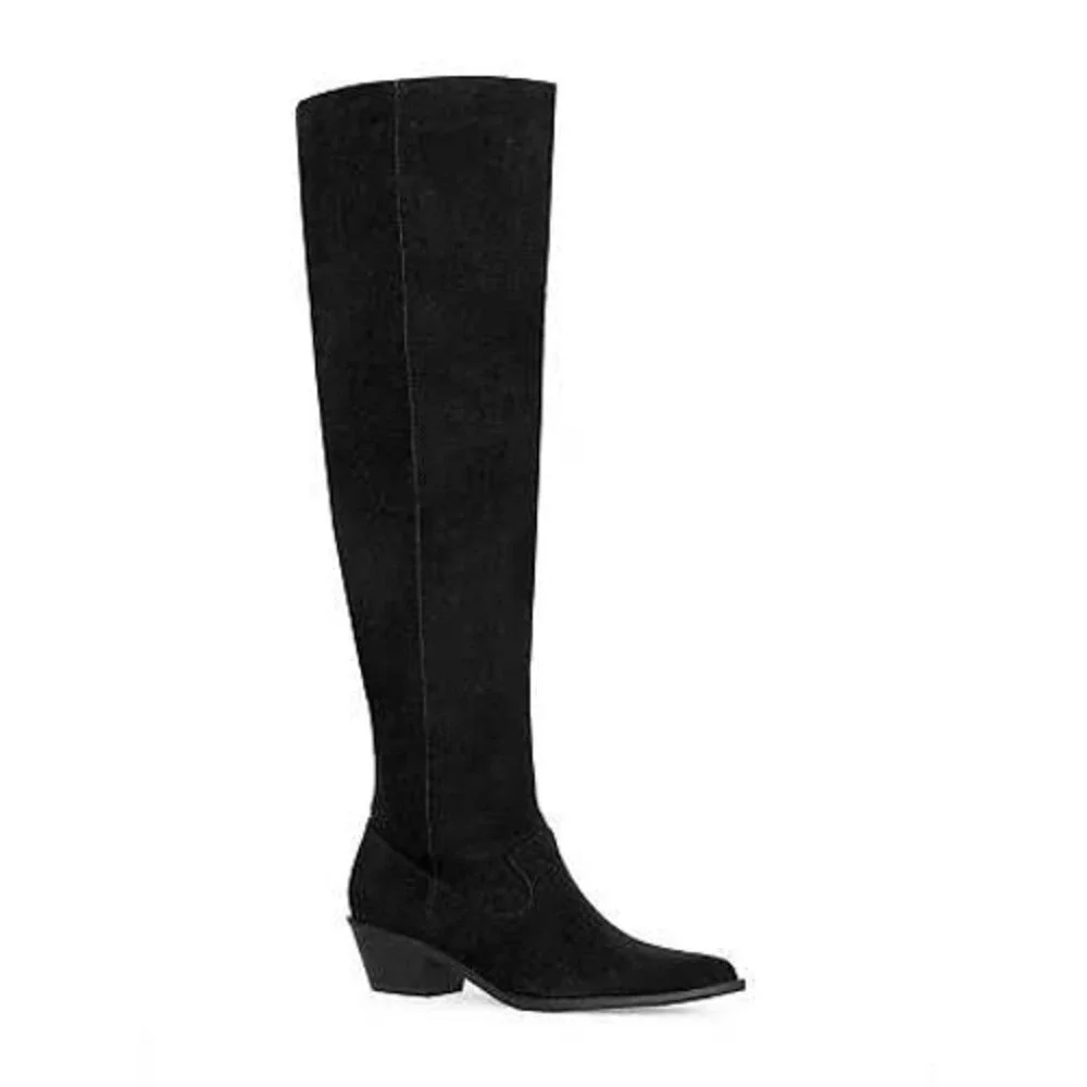 Rebecca Minkoff Womens Jenni Boot Faux Suede Black 6M Over The Knee Pointed Toe